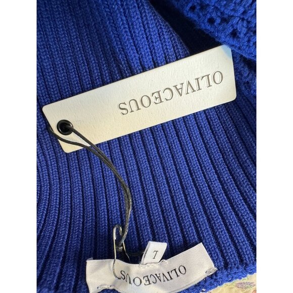 Olivaceous Knit Size Large Crochet Cropped Electric Blue Tank Top NWT - Picture 7 of 9